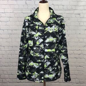 FILA SPORT Black Gray Yellow Zip Up Jacket sz L